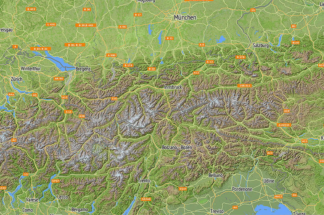Map of the Eastern Alps Relief